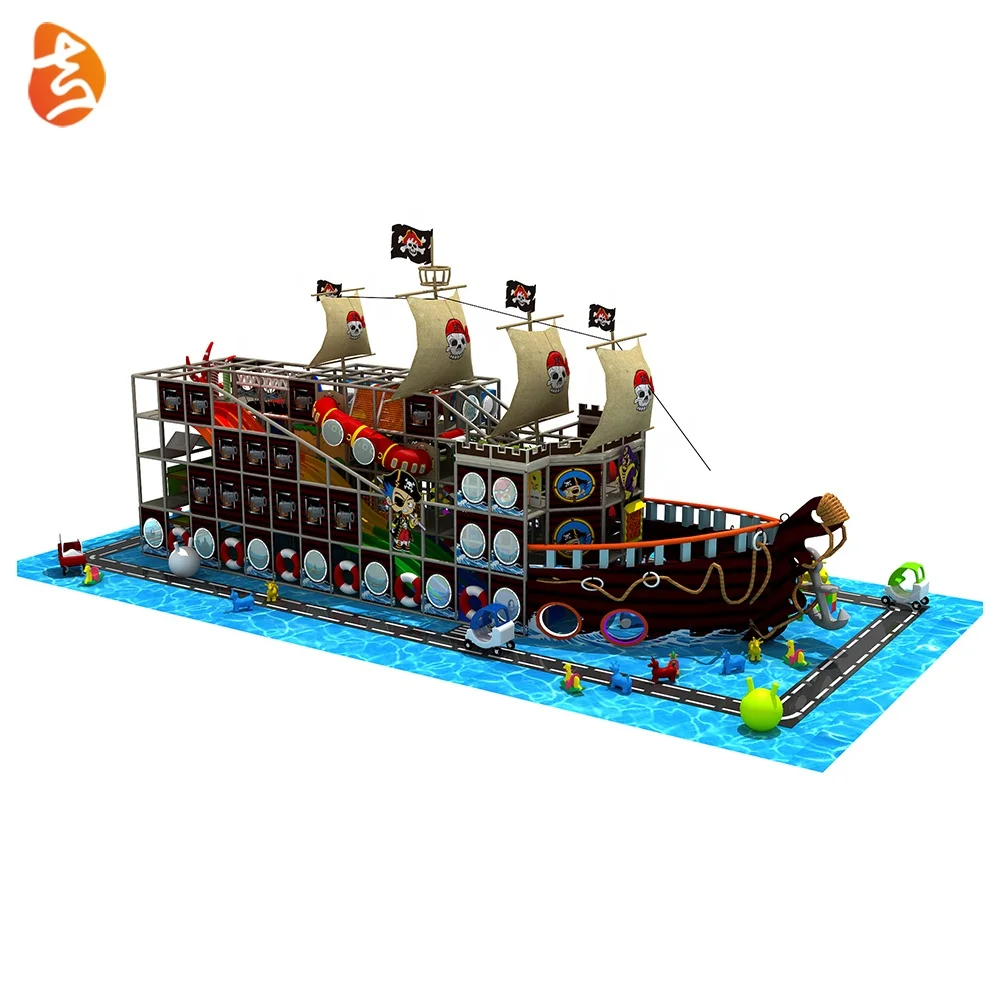 Commercial grade kids outdoor pirate ship playground equipment, pirate ship indoor playground for sale