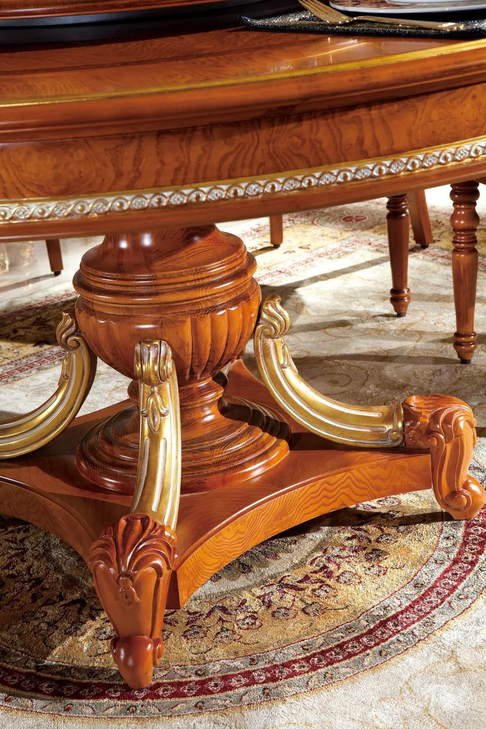 0062 European luxury wooden furniture design oval extendable dining table