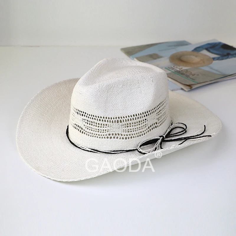 Summer White Straw Cowboy Hat Wholesale Fashion Man Beach Hat