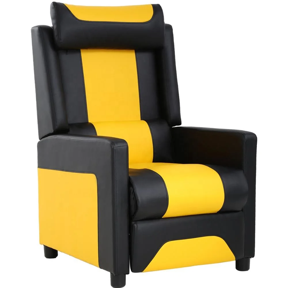 
Cheap Wholesale Price PU Leather Cafe Bar Sofa Yellow Color Recliner Sofa for Living Room 