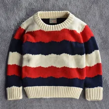 Baby Boys Mixed Color Pullovers Korean Casual Kids girls Kinitted Polo Sweaters Children Sueter De Ninos Knitwear With Wave 2-7T