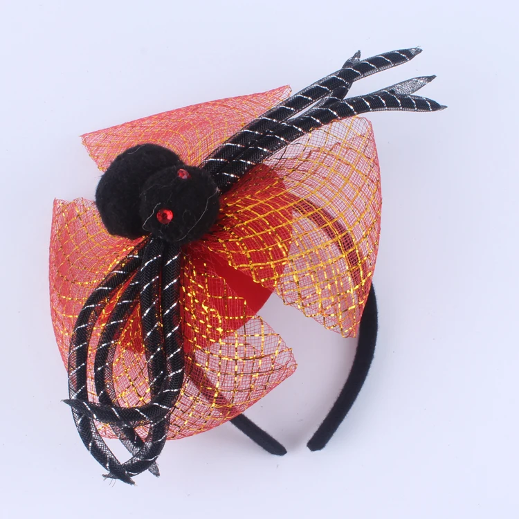 Plastic Red devil horns cute head wear with black feather felt cloth for children cosplay