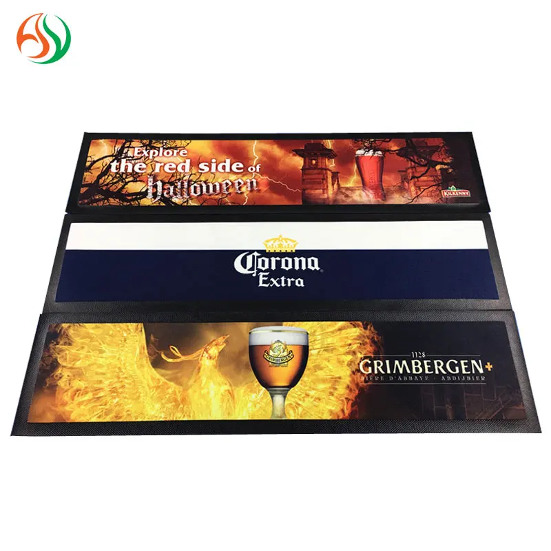 AY Crazy Selling Full Colour Printing Nitrile Rubber Bar Runner Waterproof Bar Counter Mat Custom Rubber Bar Mat