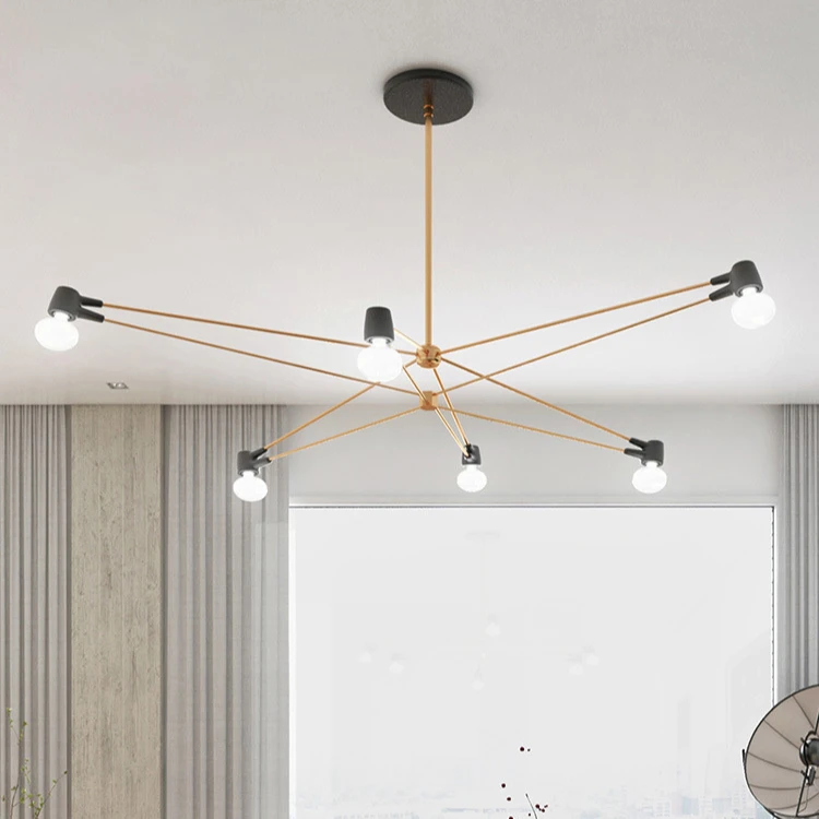 American retro industrial style line chandelier for stores clothing store fixtures black gold