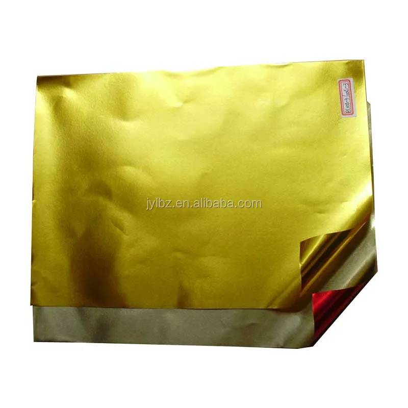 
Gold colored printing embossed aluminum foil coated paper metallic paper for christmas gift wrap 