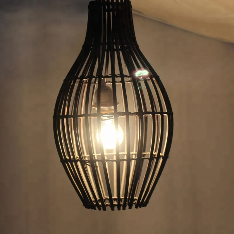 Hot selling black rattan handicraft pendant lampshade