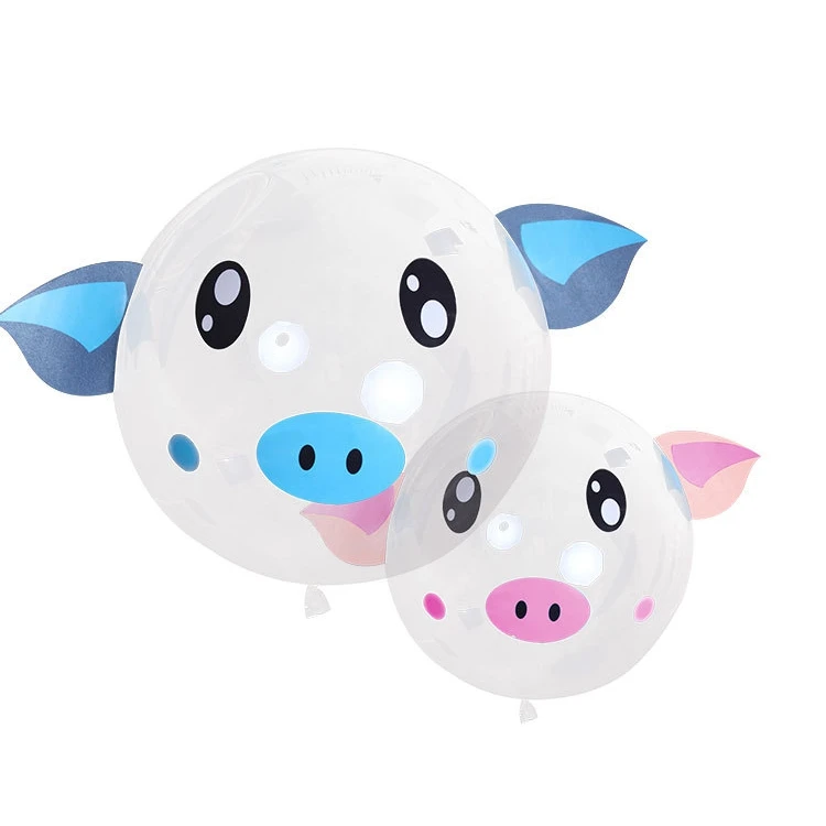 Top Quality DIY Balloon 3D Model Bobble Bobo Balloons with Pig Head shaped Stickers Balloons
