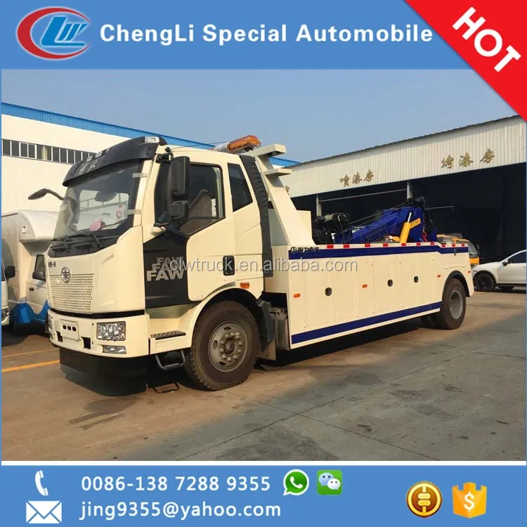 FAW 10 ton medium duty rotator wrecker towing truck for sale in Tajikistan