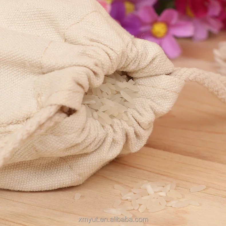 Drawstring Cotton String Bag/cotton Pouch Customized Size Customized Color Packing Acceptable