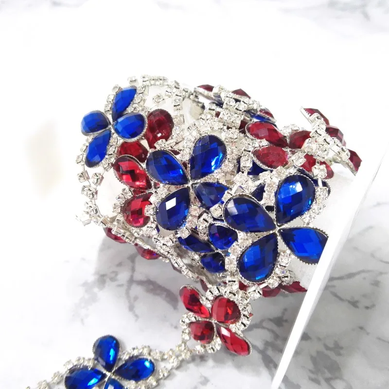 Elegant Flower Crystal Glass Rhinestone Trimming Chain for Decorative