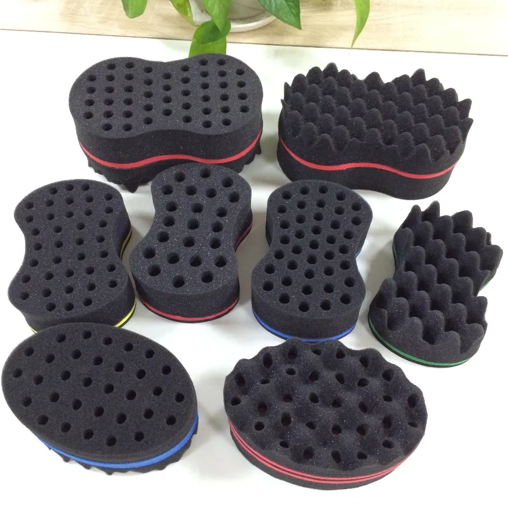 African Magic Curly Hair Twist Sponge Creative Hairdressing Removal Hair Sponge Brush with Holes