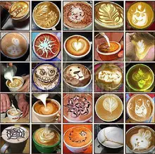 16pcs/set coffee latte cappuccino Barista art stencils/ Duster Spray Print Mold Coffee Tools