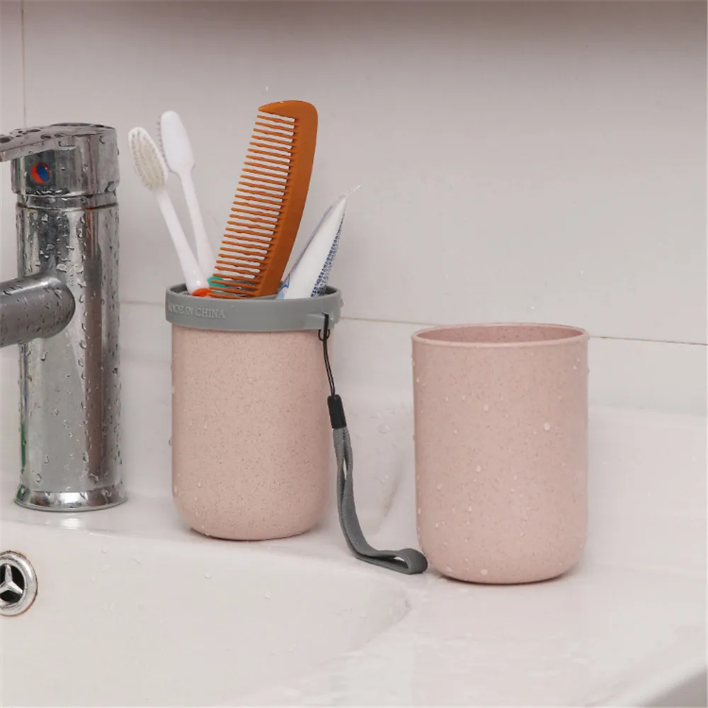 
wholesale Portable cleaning toothbrush travel cup wheat straw tooth-brushing cup 