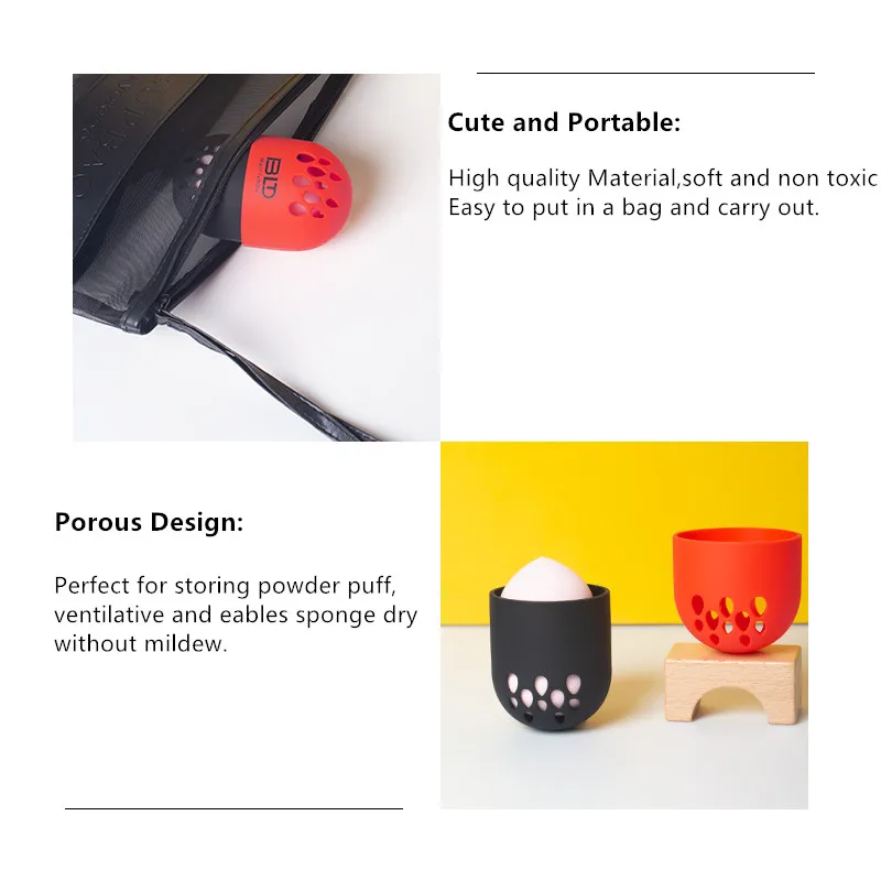 Amazon Hot Selling Cosmetic Blender Travel Makeup Sponge Capsule Silicone Carrying Case Holder Makeup Sponge Holder