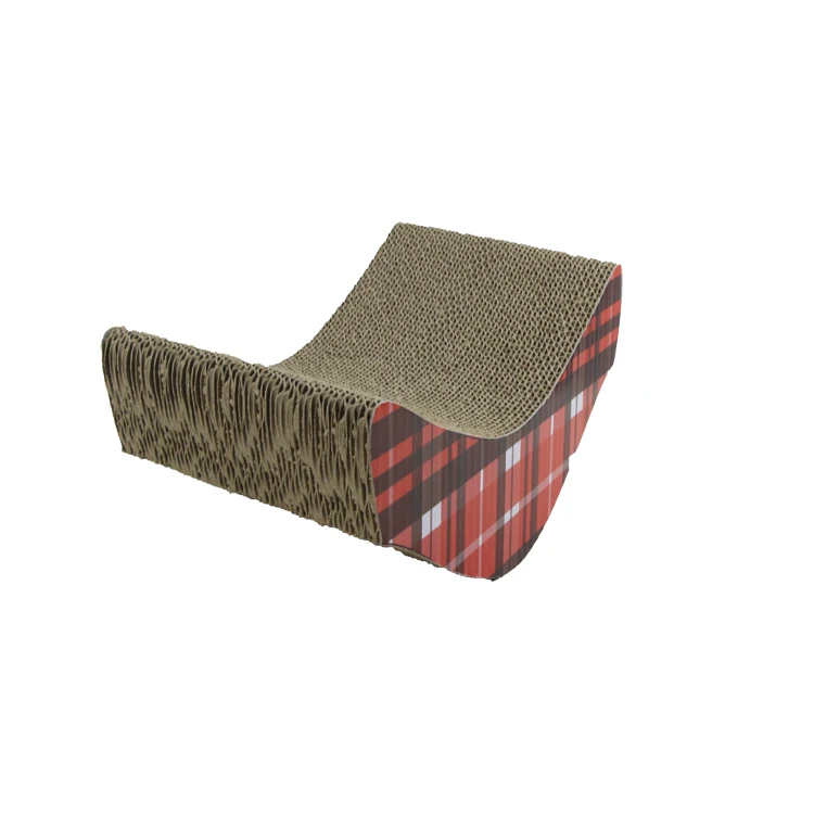 Hot Red lattice V-type cat scratcher corrugated cardboard scraper