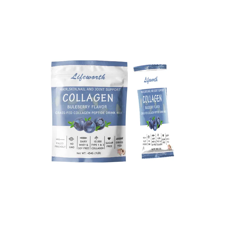 Lifeworth blueberry flavor hydrolyzed bovine collagen peptide powder 3000 dalton