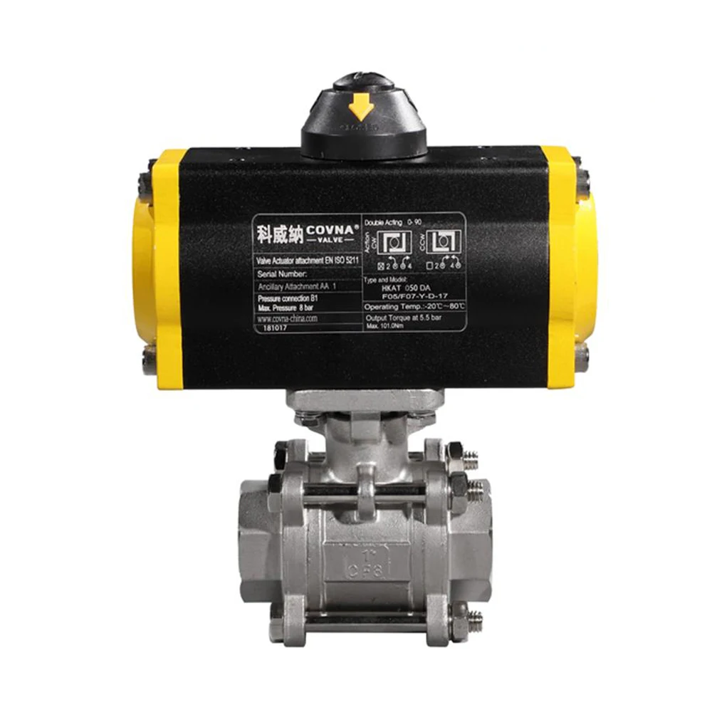 
1 inch DN25 Double Acting Stainless Steel Air Control Pneumatic Actuator Ball Valve 
