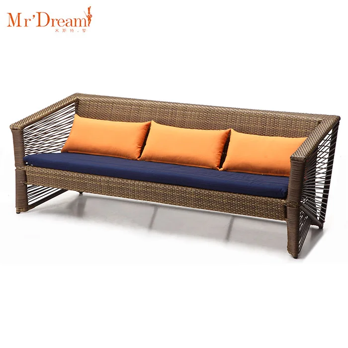 Luxury modern rattan wicker sofa outdoor holiday inn hotel bedroom garden furniture set for villa