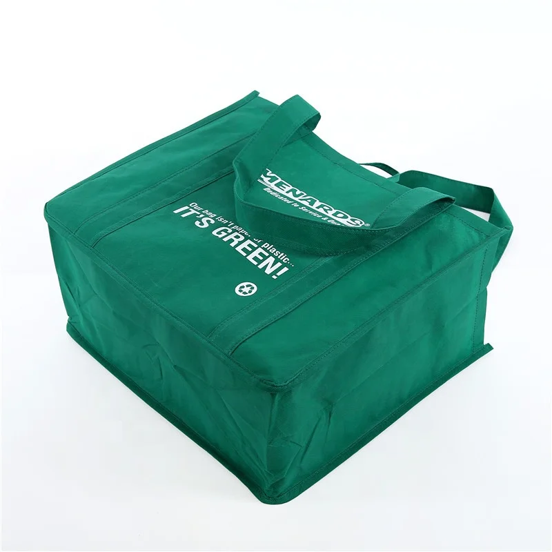 Custom Logo Eco Friendly Green Reusable Promotional Cheap Large Strong Grocery Tote Non Woven Box Shopping Bag For Supermarket