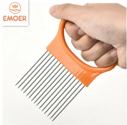 EMOER Onion Plug Stainless Steel Onion Needle Floss Needle Fruit and Vegetable Slice Holder