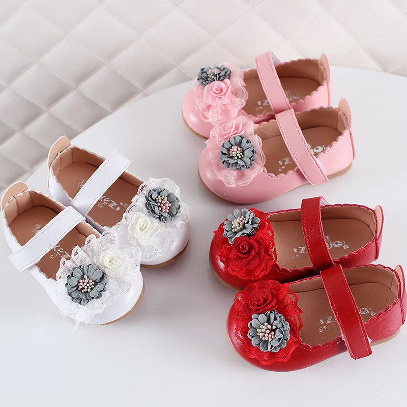 
Wholesale Girl Floral Soft Princess Baby Kids Shoes 