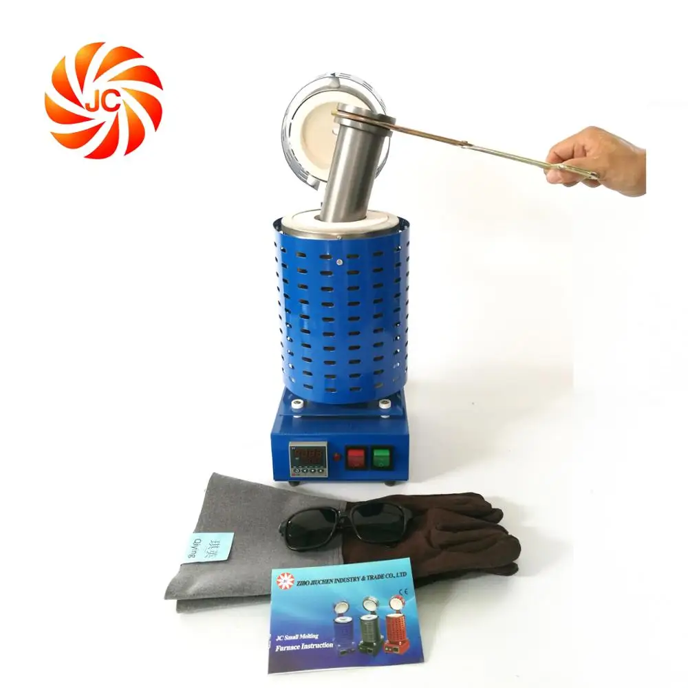 Mini electric melting furnace with graphite crucible with neck