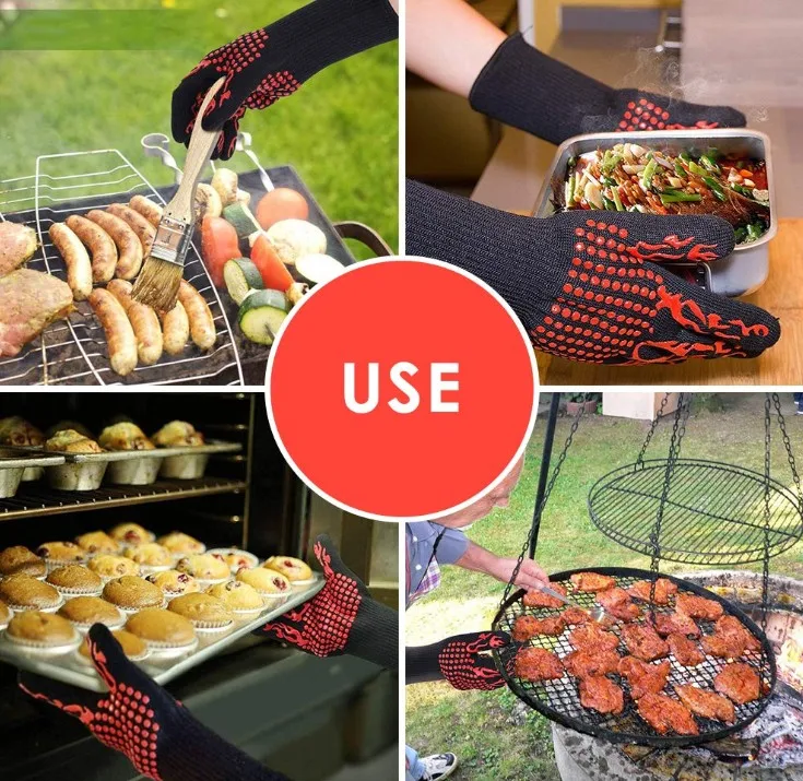 1472F экстремальные термостойкие перчатки печи силиконовой изоляцией Прихватки для сковорода выпечная прокладка салфетка