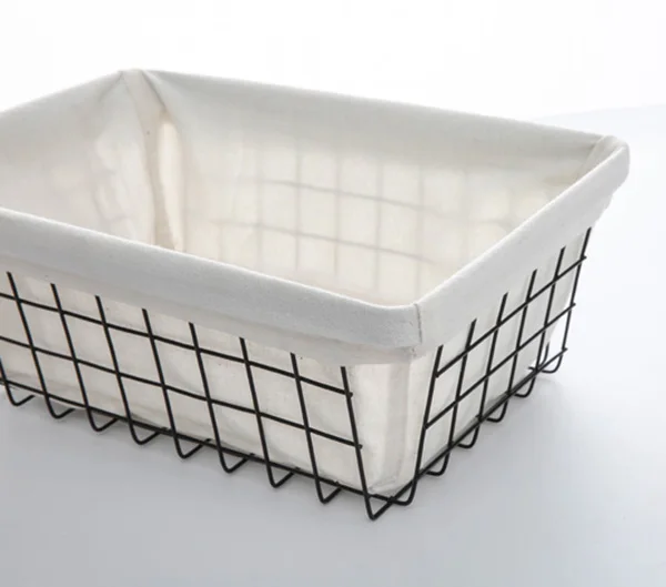 Kitchen Accessories Online  Shopping  Metal Wire Cotton liner Storage Basket Bin