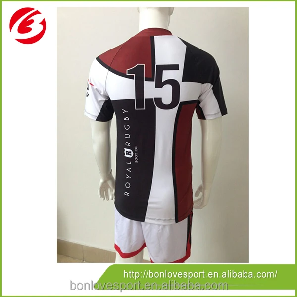 High quality whole polyester sublimation custom free design competition rugby shirt.