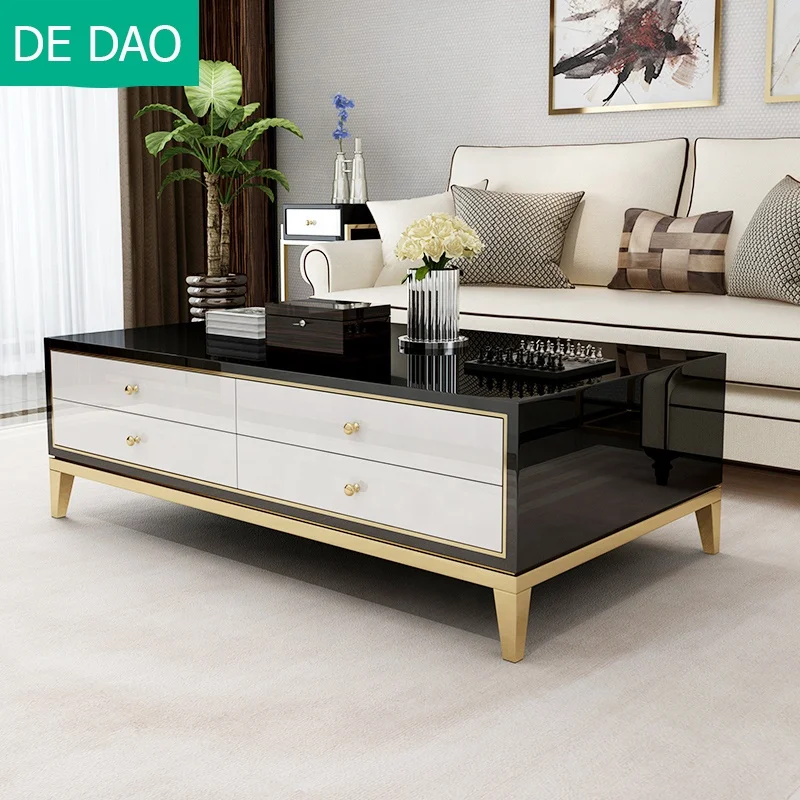Stainless Coffee Table Italy Luxury Design Living Room Furniture End Table Multifunction Side Table with Drawers