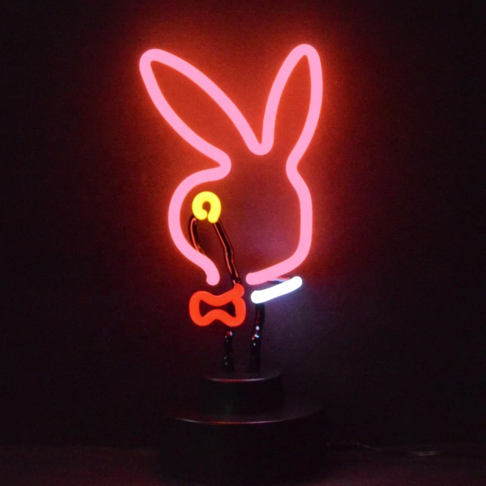 Oem factory amazon china suppliers 12VDC custom logo neon sculpture glass neon light custom bunny neon desk top lamp