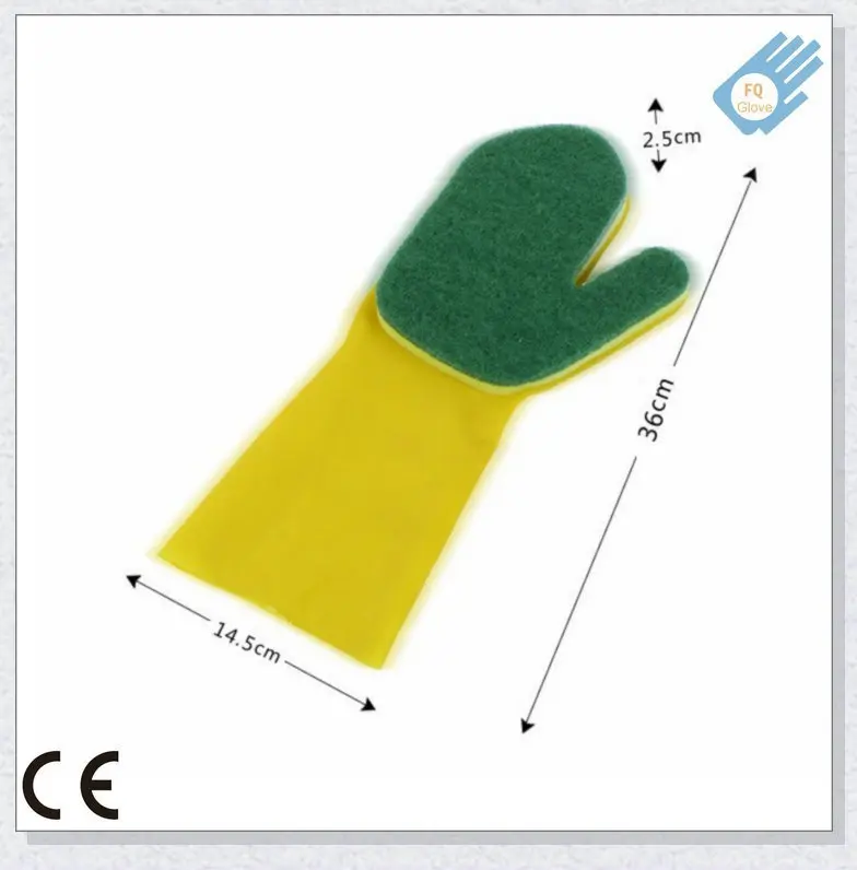 Household cleaning sponge latex gloves  with customized head card packing