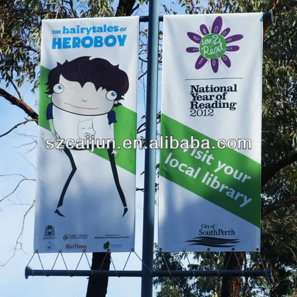 Weather resistant Road side pole banner double sides printed vinyl banner