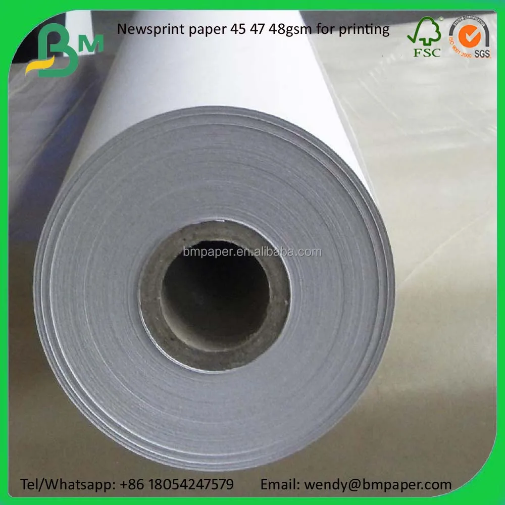
45-55gsm Newsprint paper high brightness newsprint paper for wrapping and printing 
