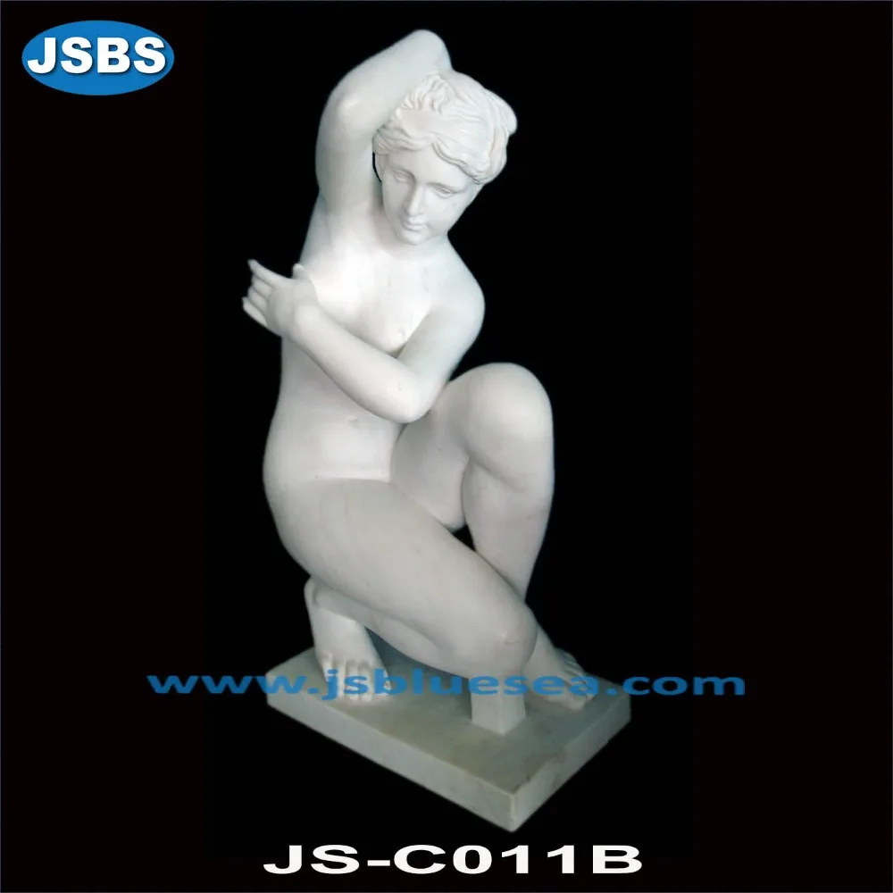 China Manufacture Carved White Marble Naked Sex Girl Statue