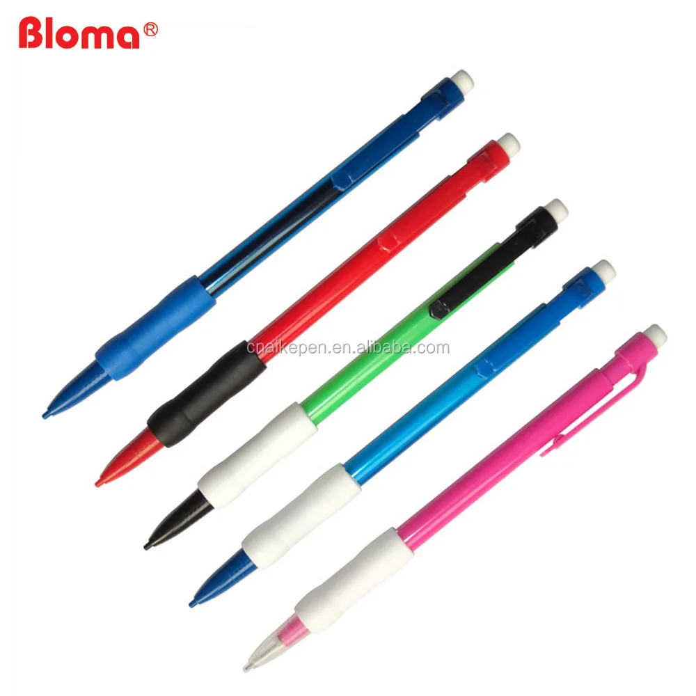 Cheap Cost Custom retractable plastic mechanical pencil with rubber grip handling for office and school