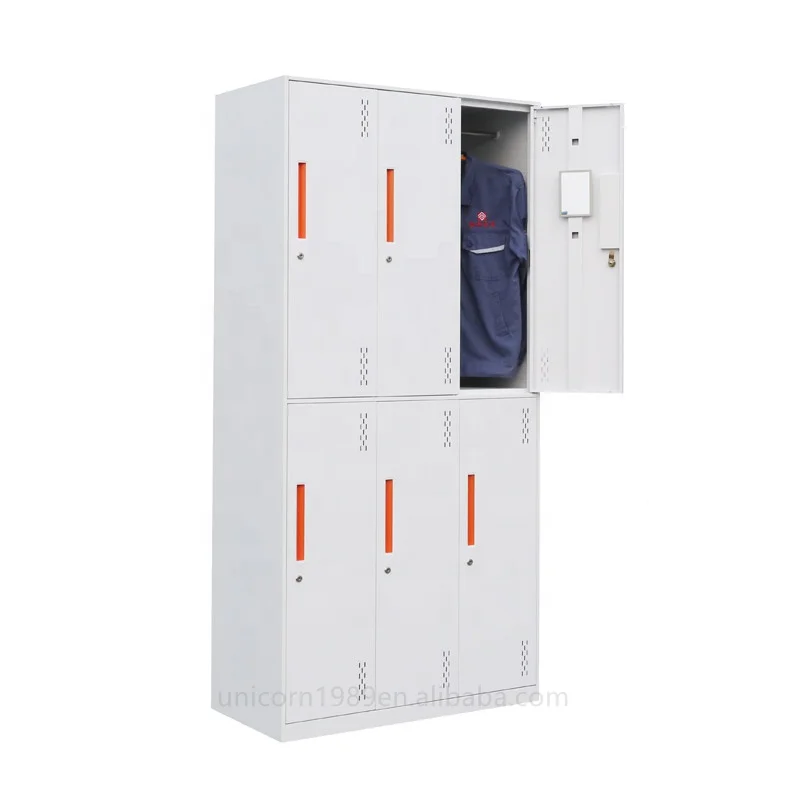 China metal cabinet storage manufactur factory cheap price for sale solid 6 doors factory dressing room staff wardrobe cabinets