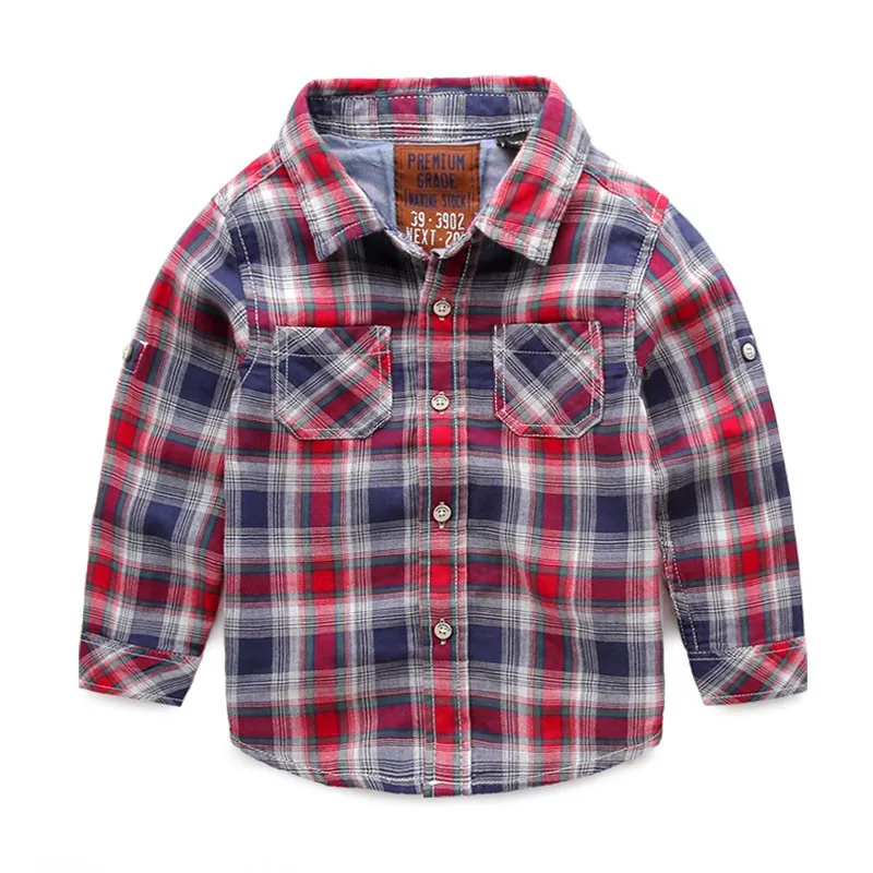 Детская осенняя модная одежда с длинным рукавом для мальчиков повседневная школьная одежда в клетку рубашка в наличии