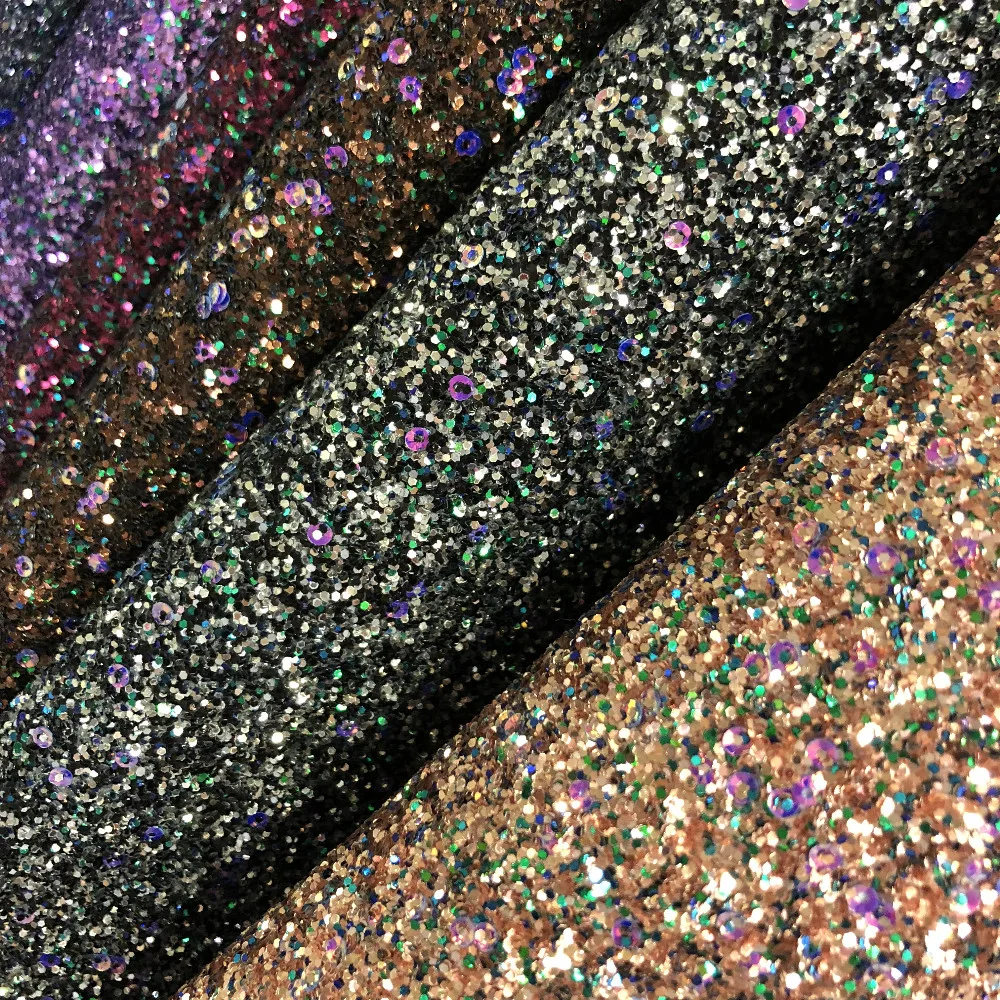 2018 new design super shiny sequin chunky glitter fabric for christmas decoration