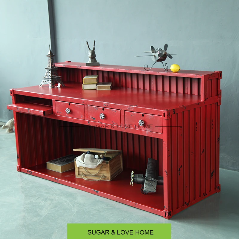 industrial furniture,loft style, shipping container furniture reception desk L shape