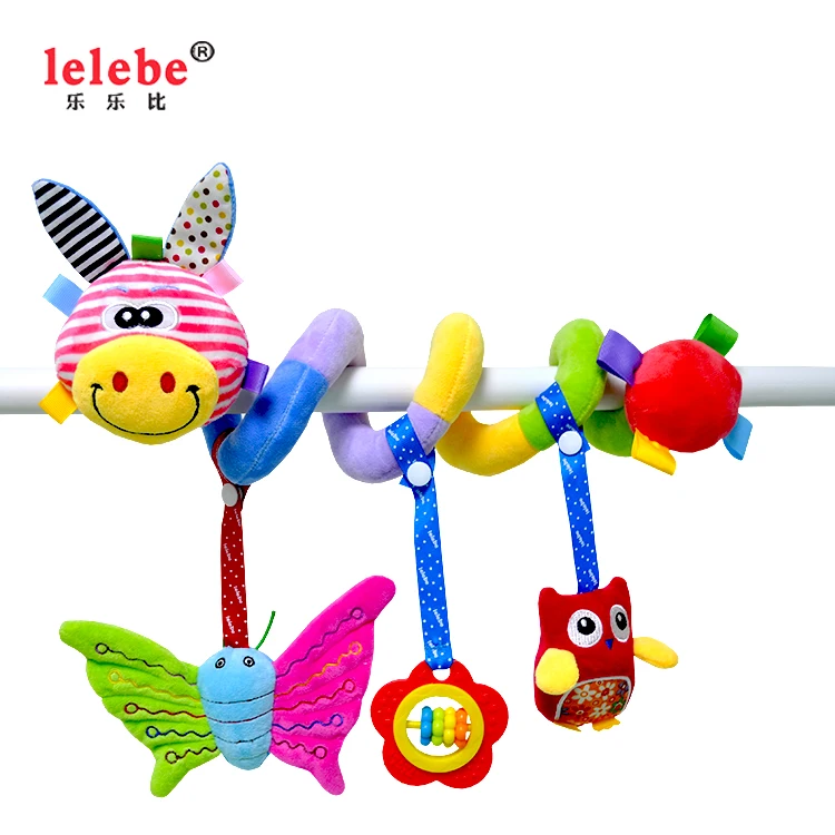 Lelebe 2022 детский ТРОЛЛЕР Декор слон плюшевые животные Погремушки Мягкие забавные Подвески музыка мягкие игрушки украшение для малыша диктор