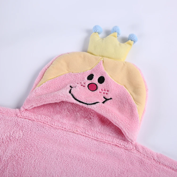 
Cute design collapsible coral fleece hooded children baby swaddle blanket 