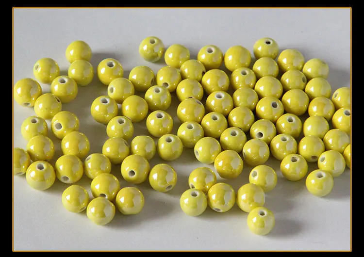 10mm pinkycolor glaze Porcelain Round Ceramic Beads For Jewelry Making Decorative Diy Bicone Pattern Beading Wholesale