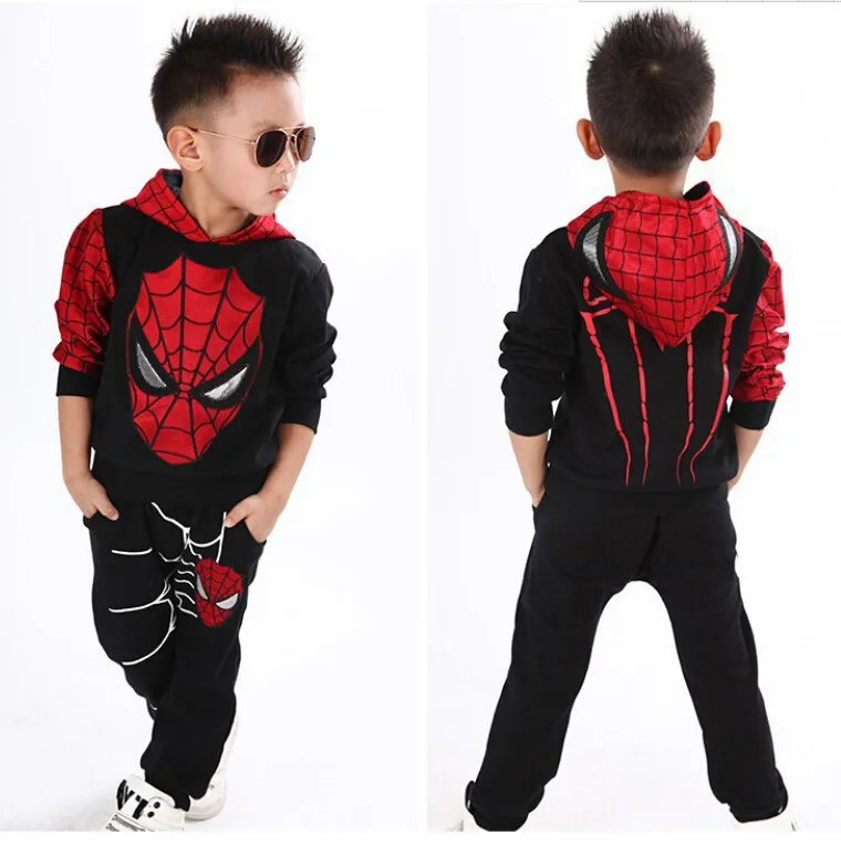 
Cool Spiderman Baby Boys Hoodie Clothing Sets Sport Suit For Handsome Boys Clothes Spring Cosplay Kids Costumes 2pcs Clothing 