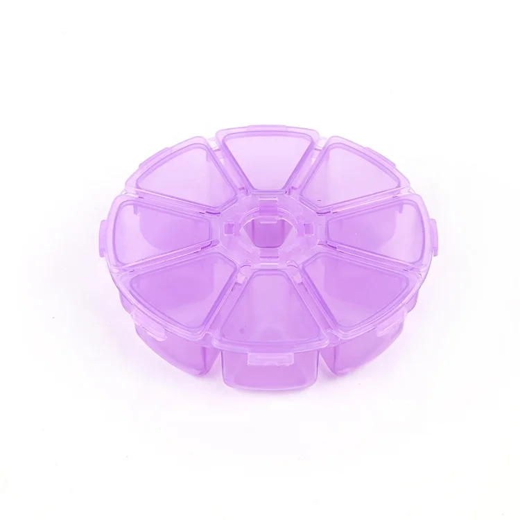 Excellent quality 8 grid round Diy diamond jewelry plastic box