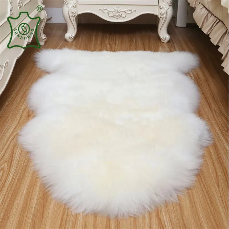 Popular Luxury Real Sheepskin Rugs Dark Brown Pink Beige White Fur Rugs Home Decoration