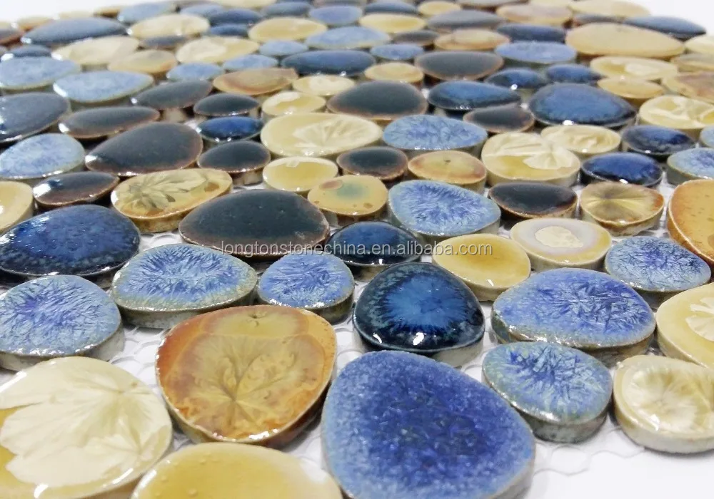 Glazed Blue Mosaic Ceramic Pebble Porcelain Tile Bath Shower Wall Flooring Tiles Marble Mosaic