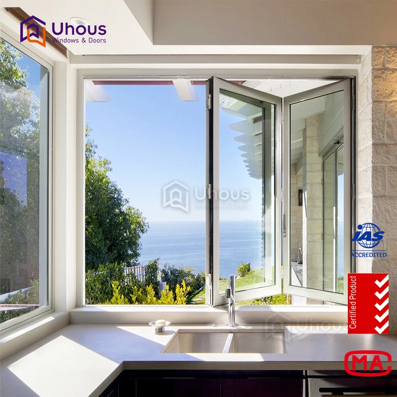 aluminium frames double glass accordion window cost