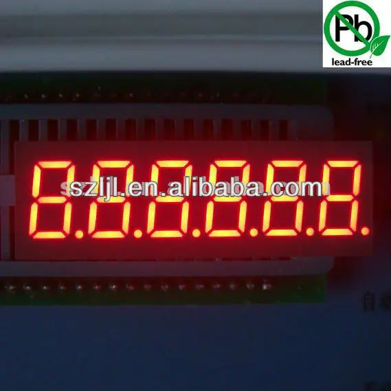 Amber Orange Color 0.36 inch 6 Digit 7 Segment LED Clock Display