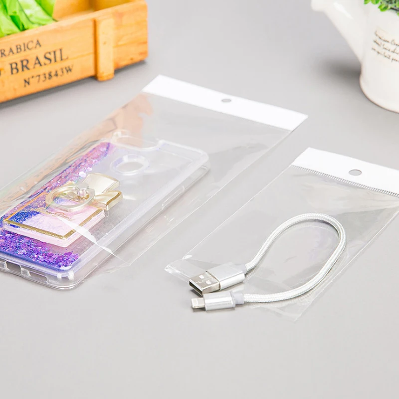 Custom Own Logo OPP Plastic Cello Hearder Card Bag With Self-Adhesive